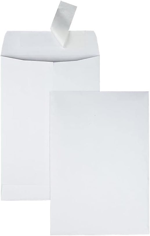 Quality Park 6-1/2 x 9-1/2 Catalog Mailing Envelopes, Redi-Strip Self Seal Closure, 28 lb White Wove Paper, 100 per Box (QUA44334)