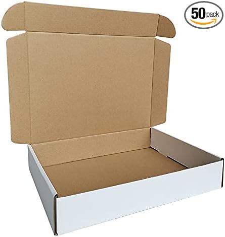 50 Pack 11.125x8.625x2'' Small Shipping Boxes, Corrugated Cardboard Mailers for Business, White (CM1182)