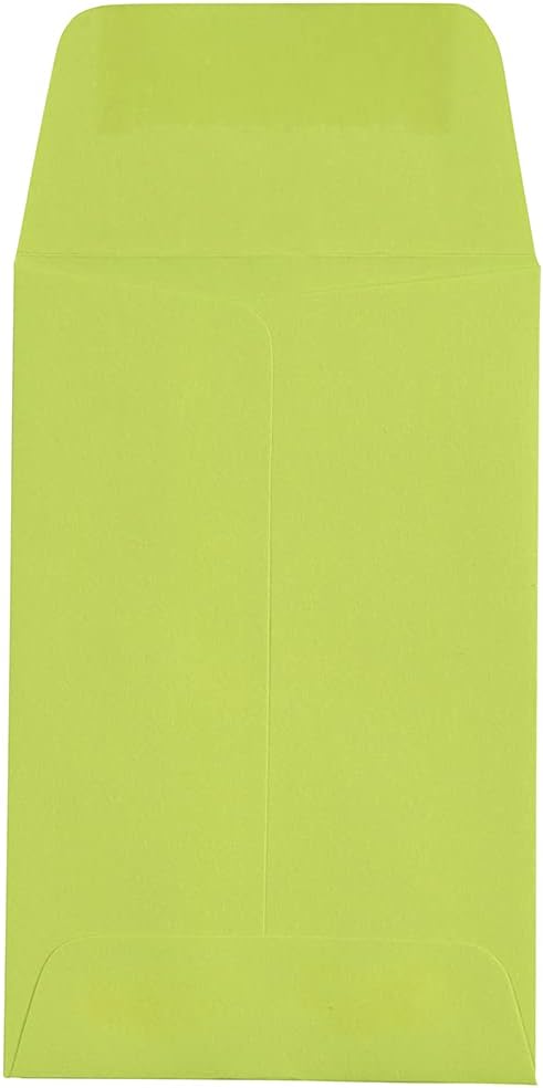 JAM PAPER #1 Coin Business Colored Envelopes - 2 1/4 x 3 1/2 - Ultra Lime Green - 50/Pack