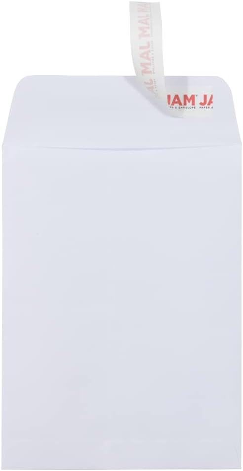 JAM PAPER 5 1/2 x 7 1/2 Open End Catalog Commercial Envelopes with Peel and Seal Closure - White - 100/Pack