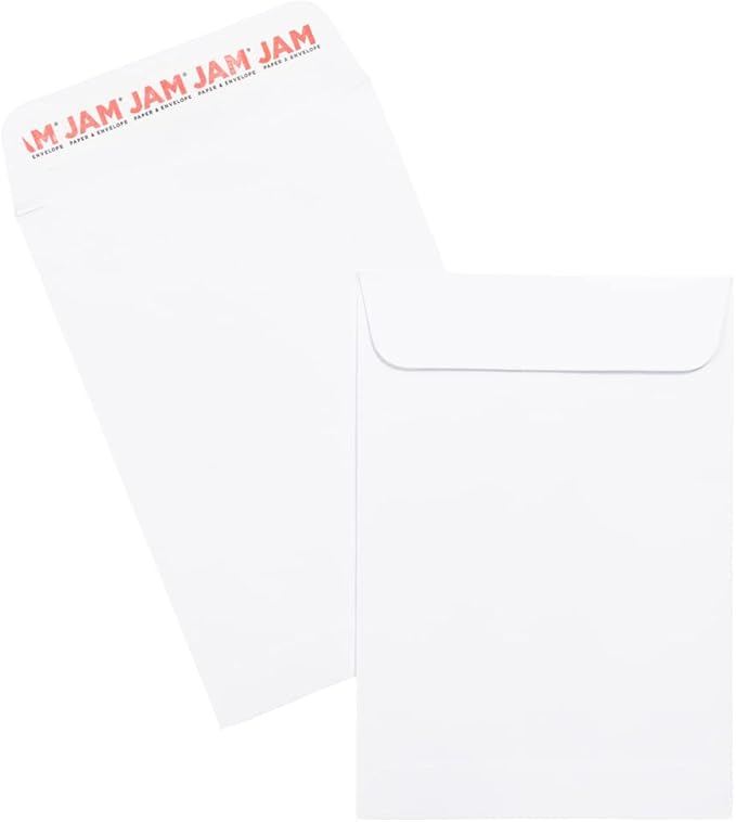 JAM PAPER 1 Scarf Open End Catalog Commercial Envelopes with Peel and Seal Closure - 4 5/8 x 6 3/4 - White - Bulk 250/Box