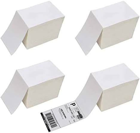 Immuson 4000 Fanfold 4 x 6 Direct Thermal Shipping Labels with Perforations, Permanent Adhesive, White Mailing Labels for Thermal Printer (4000 Labels)