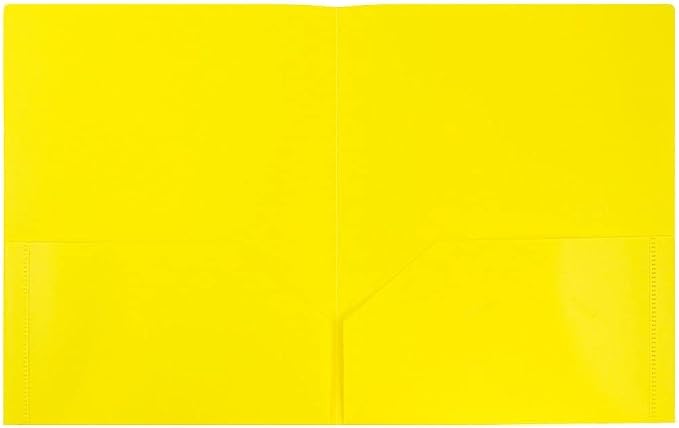 JAM PAPER Plastic 2 Pocket POP Folders - Durable School Folders - Yellow - 6/Pack