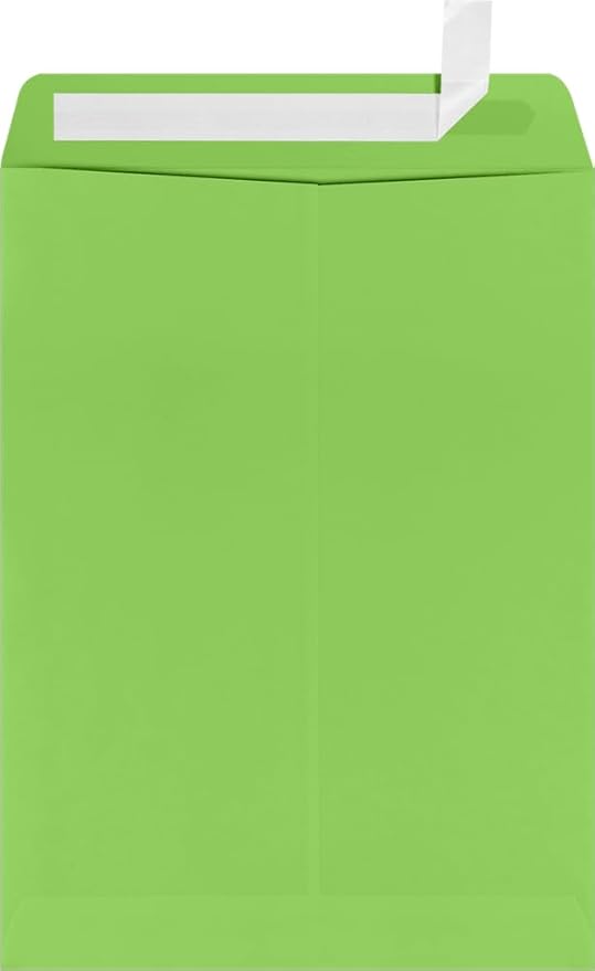 LUXPaper 9 x 12 Open End Envelopes | Peel & Press | Limelight Green | 80lb. Text | 50 Qty