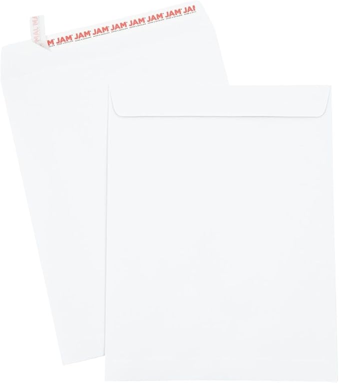 JAM PAPER 10 x 13 Open End Catalog Envelopes with Peel & Seal Closure - White - 25/Pack