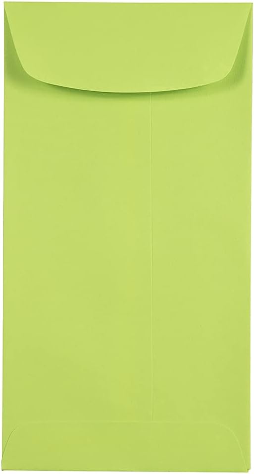 JAM PAPER #7 Coin Business Colored Envelopes - 3 1/2 x 6 1/2 - Ultra Lime Green - 50/Pack