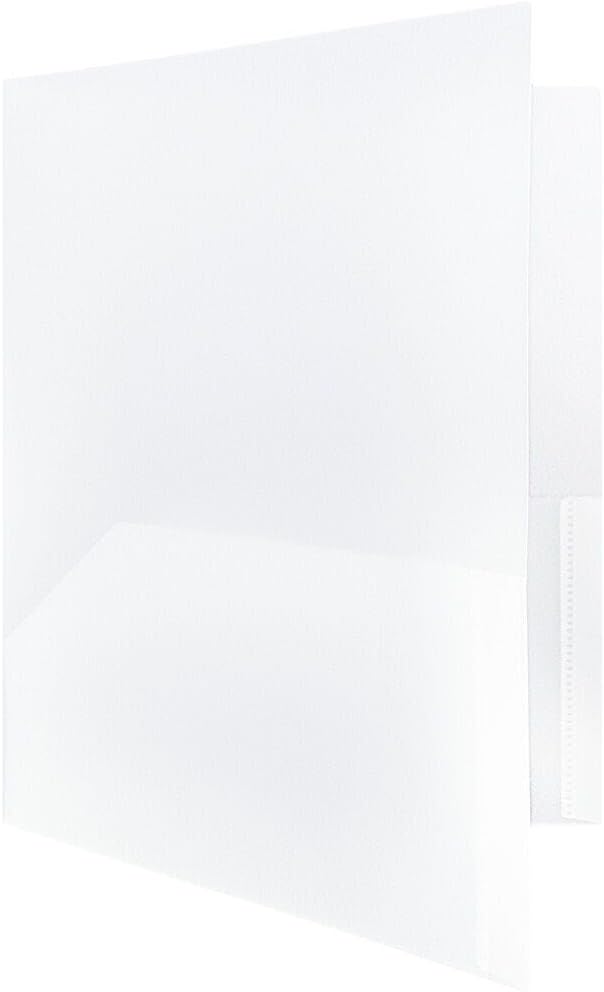 JAM PAPER Plastic 2 Pocket POP Folders - Durable School Folders - Clear - 24/Pack