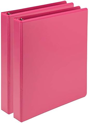 Samsill Plant-Based 1 Inch Durable Round Ring, View Binder, Eco-Friendly, USDA Certified Biobased, 2 Count, Pack of 1, Berry Pink