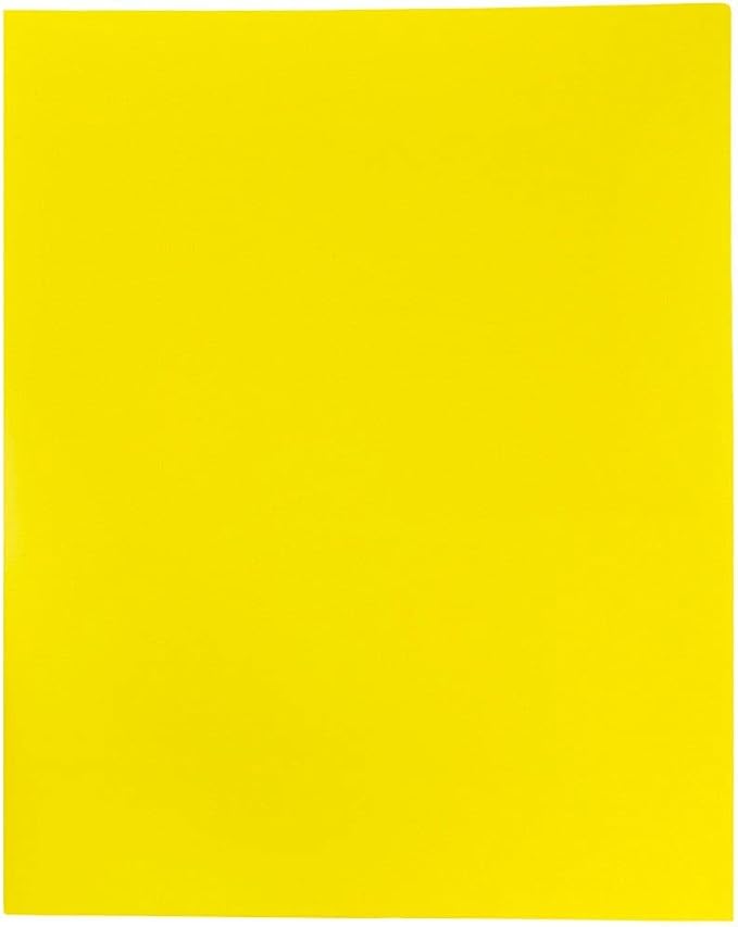 JAM PAPER Plastic 2 Pocket POP Folders - Durable School Folders - Yellow - 6/Pack