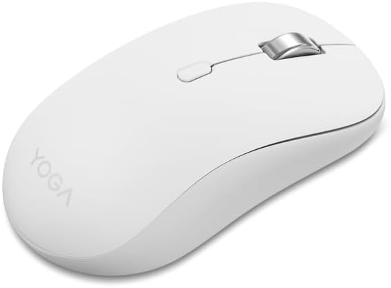 Lenovo Yoga Bluetooth Silent Mouse, 3 Level DPI Adjustment, 36 Month Battery Life, Bluetooth 5.3, 3 Device Paring, Whisper Quiet, Programmable Buttons, Smooth Finish, Seashell