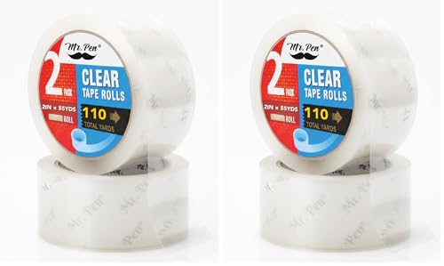 Mr. Pen- Packing Tape, 2Pack, 2in Wide, 60 Yards, 1.9mil, No Smell, Shipping Tape, Packaging Tape Rolls, Clear Box Tape, Mailing/Moving Tape, Packing Tape Refill (Pack of 2)