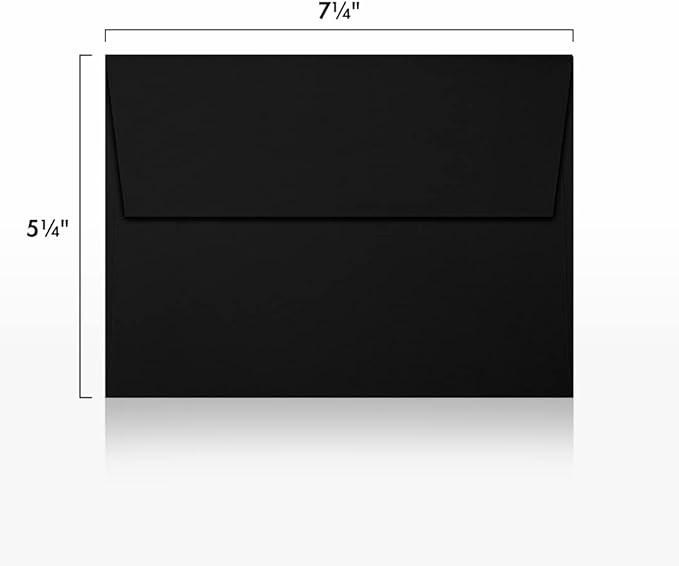 LUXPaper A7 Invitation Envelopes | Peel & Press | 5 1/4" x 7 1/4" | Midnight Black | 80lb. Text | 1,000 Qty