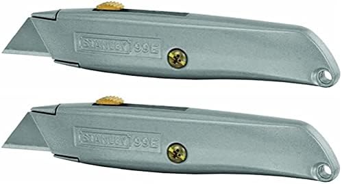 Stanley Utility Knife, 2-Pack - 6 in Classic 99 Retractable with Alloy Steel Blades & Handle, Interlocking Nose, 3-Position Blade, Includes 3 Blades