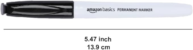 Amazon Basics Fine Tip Permanent Markers for Writing, Drawing, Quick Drying, Office, School, and Home Use, Black, 12 Pack