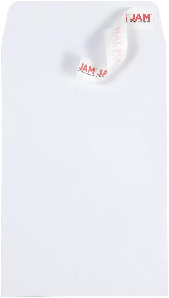 JAM PAPER 6 x 9 Open End Catalog Colored Envelopes with Peel & Seal Closure - White - 100/Pack