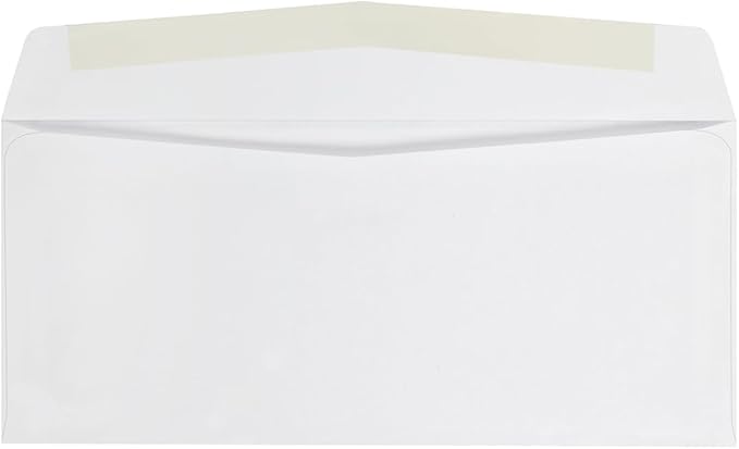 Quality Park #10 Envelopes, Letter Size White Mailing Envelopes, 4-1/8x9-1/2 Inch, No Window Business Envelopes, Gummed Closure, 500/Box (QUA90020)