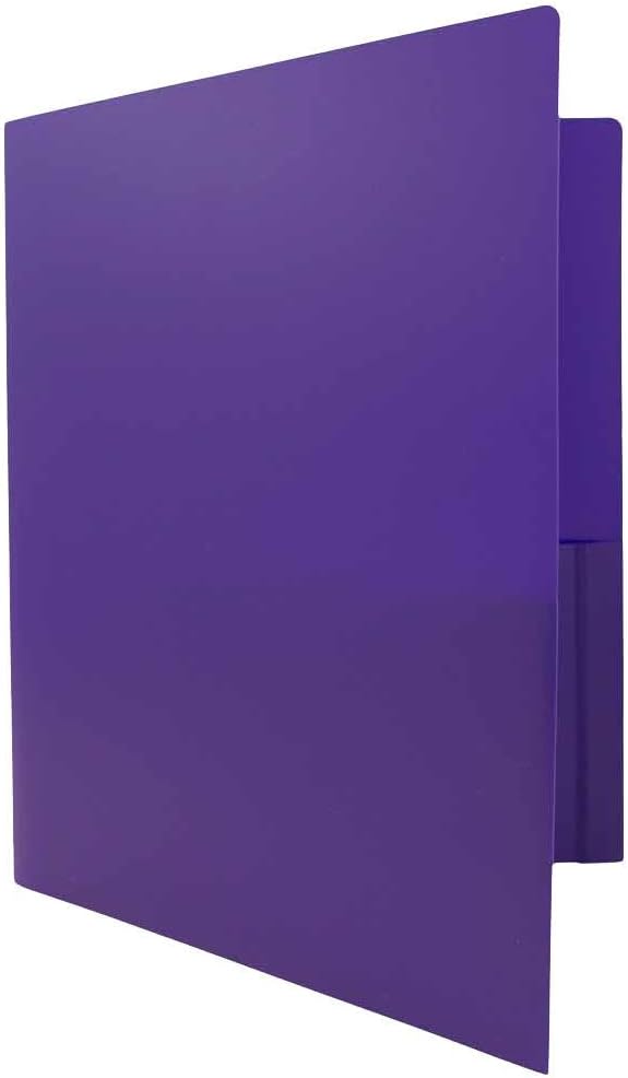 JAM PAPER Heavy Duty Plastic 2 Pocket Extra Tough School Folders - Purple - Bulk 144/Box