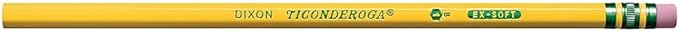 Ticonderoga Wood-Cased Pencils, 1 B Extra Soft, Yellow, 12 Count