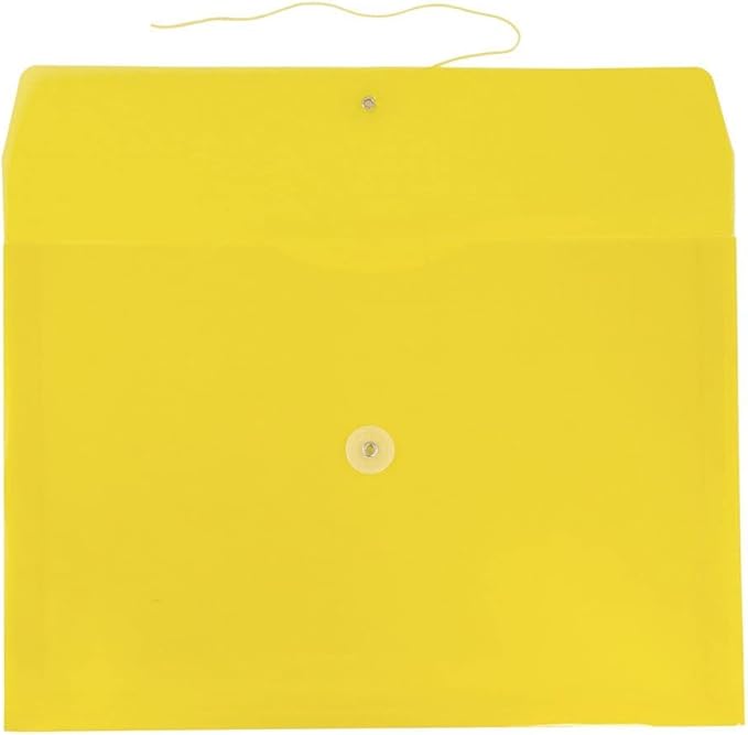 JAM Paper Plastic Envelope with Button and String Tie Closure - Legal Booklet - 9 3/4" x 14 1/2" x 1 1/4"- Assorted Primary Colors - 6/pack