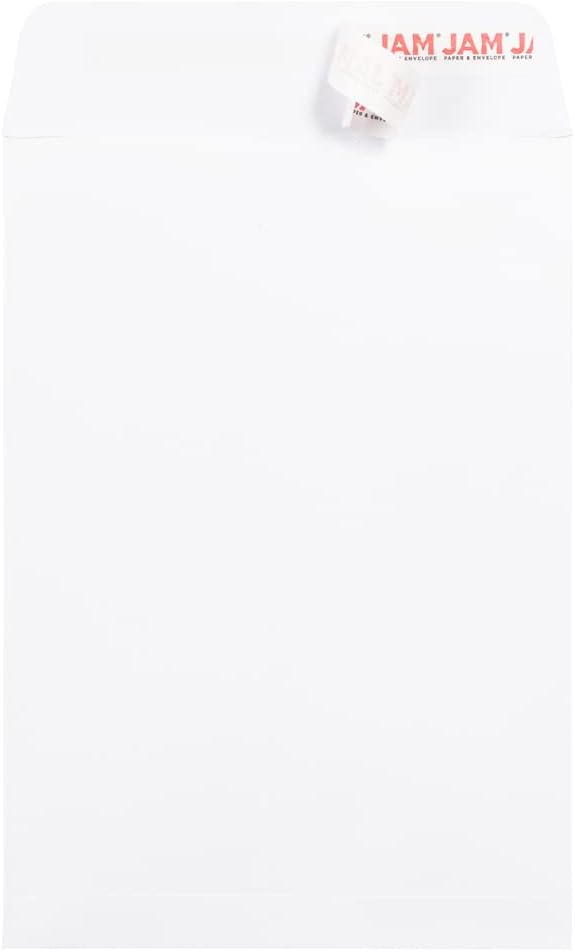 JAM PAPER 7 x 10 Open End Catalog Commercial Envelopes with Peel and Seal Closure - White - 25/Pack