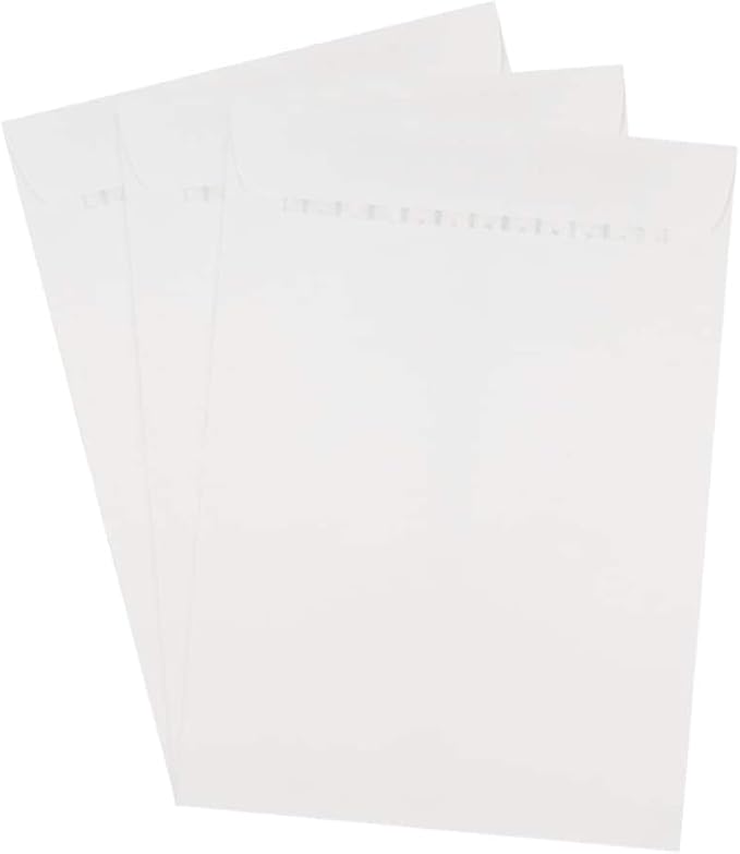 JAM PAPER 7 1/2 x 10 1/2 Open End Commercial Envelopes with Peel and Seal Closure - White - 25/Pack