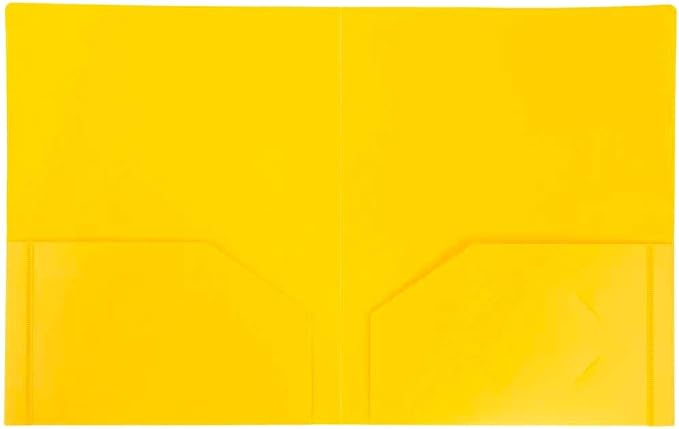 JAM PAPER Heavy Duty Plastic 2 Pocket Extra Tough School Folders - Yellow - Bulk 144/Box