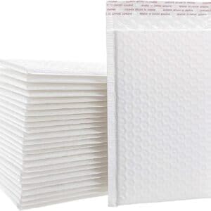 Water Resistant Bubble Envelope Mailers [50 Pack] 6 inch x 9 inch #0 White Poly Padded Shipping Envelopes Self Sealing Cushioned Packaging Bags