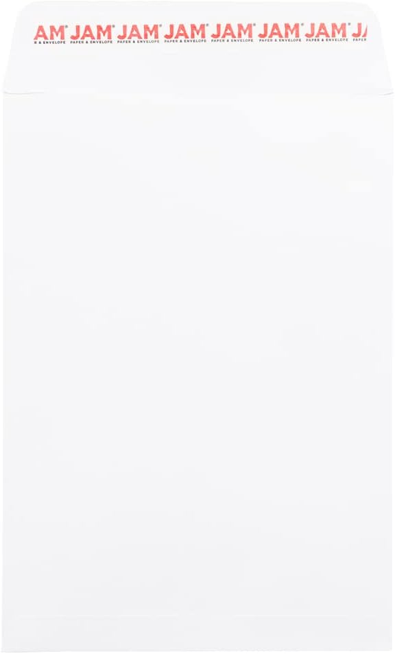 JAM PAPER 7 x 10 Open End Catalog Commercial Envelopes with Peel and Seal Closure - White - 50/Pack