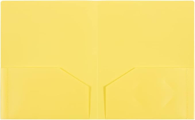 JAM PAPER Heavy Duty Plastic 2 Pocket Extra Tough School Folders - Yellow - 6/Pack