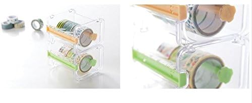 Leoyoubei Transparent Desktop Tape Machine Tape Cutting Machine,Mini Tape Storage Box Double Zigzag Office/School/Family Tape Separator (excluding Tape)