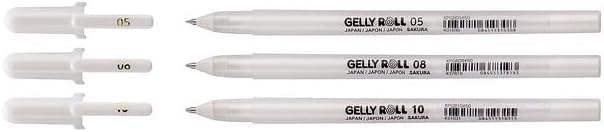 SAKURA Gelly Roll Basic White Gel Pen Set of 3, Assorted Sizes | Opaque Pens for Highlights, Drawing & Crafts