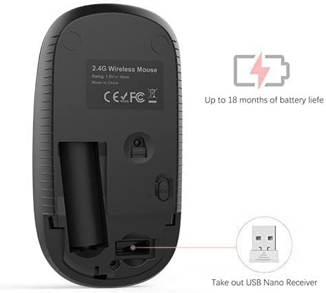 VssoPlor Wireless Mouse, 2.4G Computer Laptop Mouse, Black and Wine Red | Slim Portable Mouse, Plug & Play USB Nano Receiver, Quiet Silent Optical Mice for Notebook, PC, Laptop, Computer