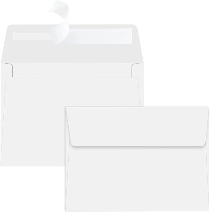YINUOYOUJIA 50 Packs of A7 envelopes for invitation, 5x7 envelopes for Cards-Self Seal, Square Flap, Great for Wedding, Baby Shower, Mailing, Birthday Party (white)