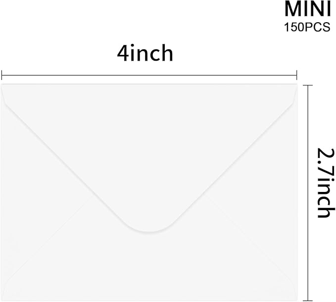 150 Packs of Gift Card Envelopes, white Mini Envelopes, Gift Card Holder, Business Card Envelopes (4"x2.75") (White)