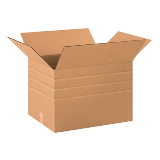 Aviditi MD201212 Multi-Depth Corrugated Cardboard Box 20" L x 12" W x 12" H, Kraft, for Shipping, Packing and Moving (Pack of 20)