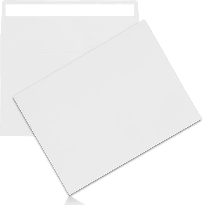 100Packs A7 White Envelopes 5x 7 Inch Card Envelopes,Self Seal for Weddings, Greeting Cards，Mailing， Invitations, Photos, Postcards