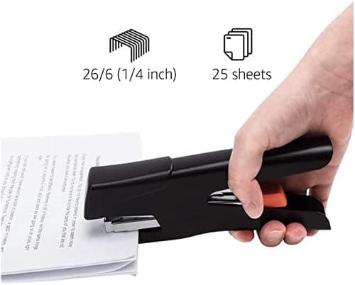 Amazon Basics Effortless Handheld Plier Stapler, 25 Sheet Capacity, Heavy Duty, Easy to Use, Black