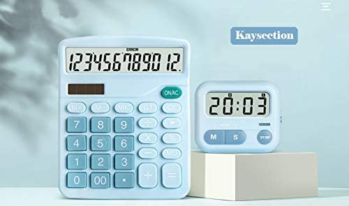 YOUHO Calculator, 12-bit Solar Battery Dual Power Standard Function Electronic Calculator with Large LCD Display Office Calculator Black(5 Battery) (KK-837B, 5PACK，Blue)