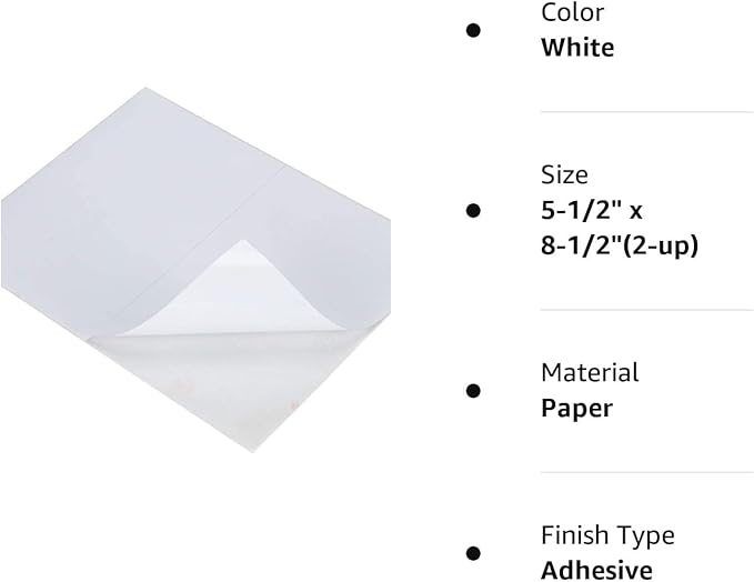 L LIKED 200 Labels Self Adhesive Shipping Labels 8.5" x 5.5" Stickets Paper for Laser & Inkjet Printers -100 Sheets