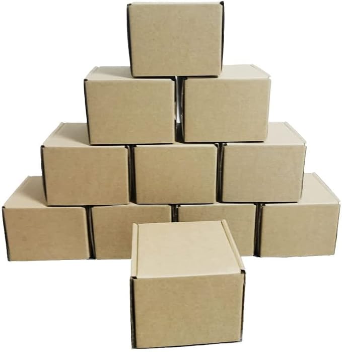 4x4x3 inch Shipping Boxes Pack of 25, Brown Corrugated Cardboard Mailer Box | Tuck Top, Easy Assembly, DIY Cardboard, Recyclable Mailer Boxes for Packaging Small Business and Book Literature Gift Giving