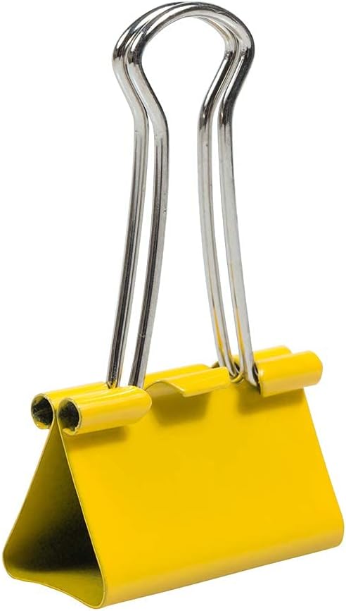 JAM PAPER Colorful Binder Clips - Medium - 1 1/4 Inch (32 mm) - Yellow Binderclips - 15/Pack