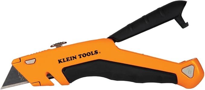 Klein Tools 44133 Heavy Duty Utility Knife, Retractable, Adjustable, with Wire Stripper, Klein-Kurve Handle