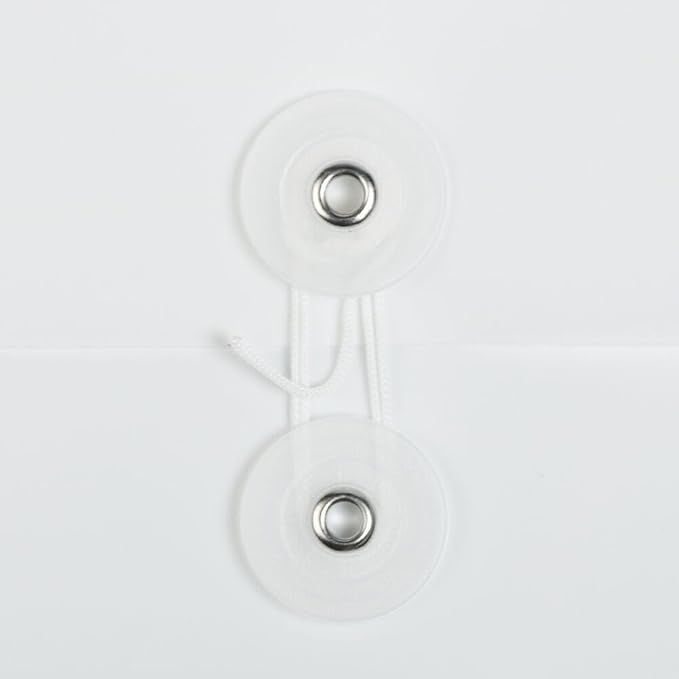 JAM PAPER Plastic Envelopes with Button & String Tie Closure - Letter Booklet - 9 3/4 x 13 - White - 3/Pack
