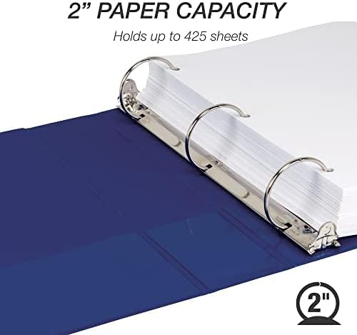 Samsill 2 Inch Document Storage Binder, 100% Recycled Chipboard, Round Ring, 3 Ring Binder, 12 Pack, Navy