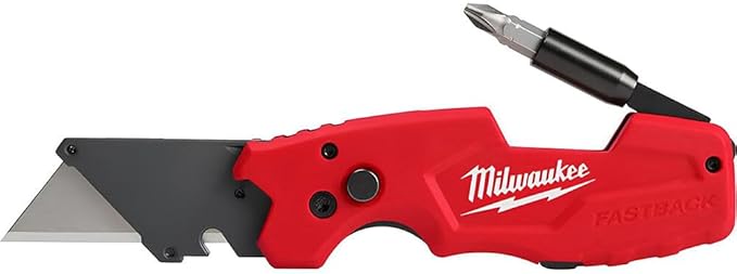 Milwaukee FASTBACK Compact Knife, and FASTBACK 6-in-1 Folding Utility Knives, w/Blade (knife 2pack) Red-black