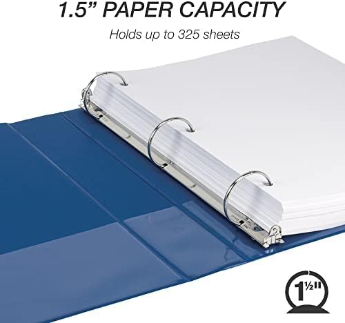 Samsill 1.5 Inch Document Storage Binder, FSC 100% Recycled Chipboard, Round Ring, 3 Ring Binder, Navy