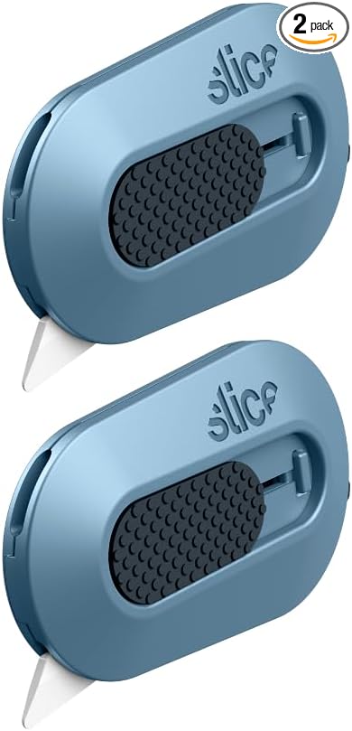 Slice Mini Box Cutter | Manual Retracting | Safe Ceramic Box Cutter Lasting 11x Longer than Metal | Box Opener | 2 Pack | Slate