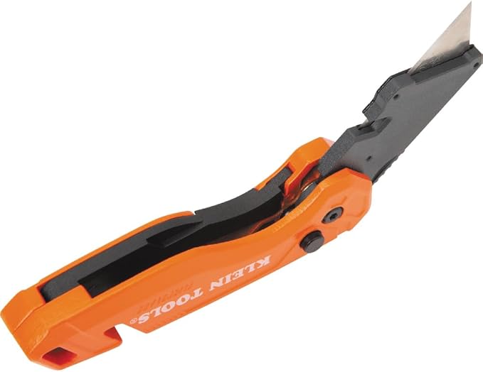 Klein Tools 44303 FLICKBLADE Folding Utility Knife with Blade Storage, Utility Knife with 5 Blades, Compact with Side Release Button and Dual Locking Positions