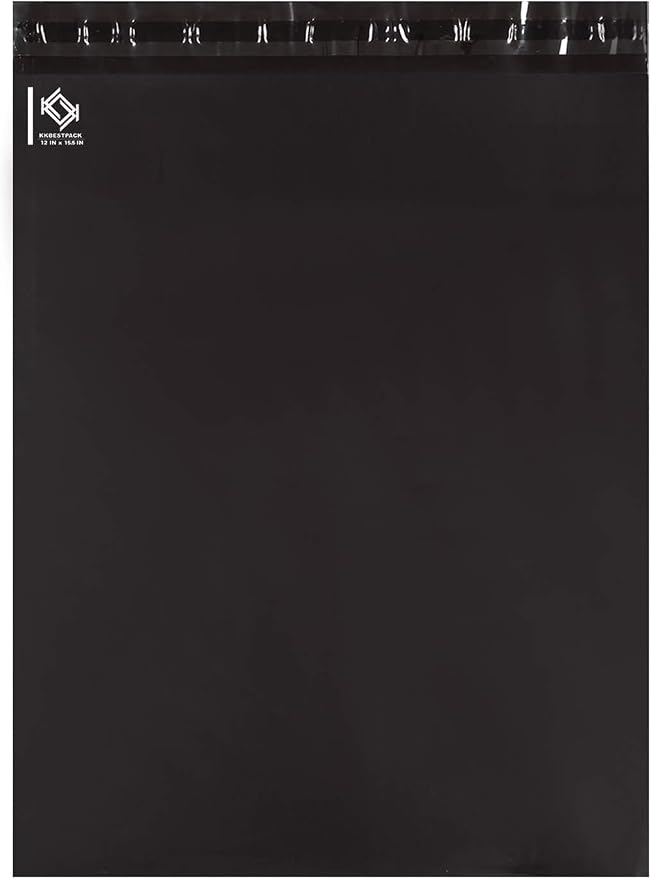 Black Poly Mailers 12x15.5 in, Shipping Bags, 50 Pcs | Shipping bags for clothes and mailing bags for packing shirts, hoodies, and apparel.