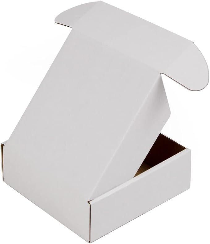 6x6x2 Inches Shipping Boxes Pack of 25, White Corrugated Cardboard Boxes for Small Bussiness